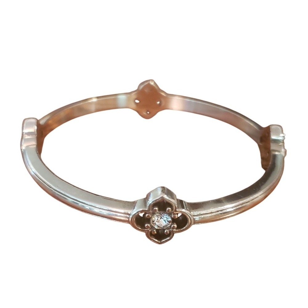 Brighton  Silver Tone Bangle Bracelet with Cubic Zirconia Accent Delicate Style‎